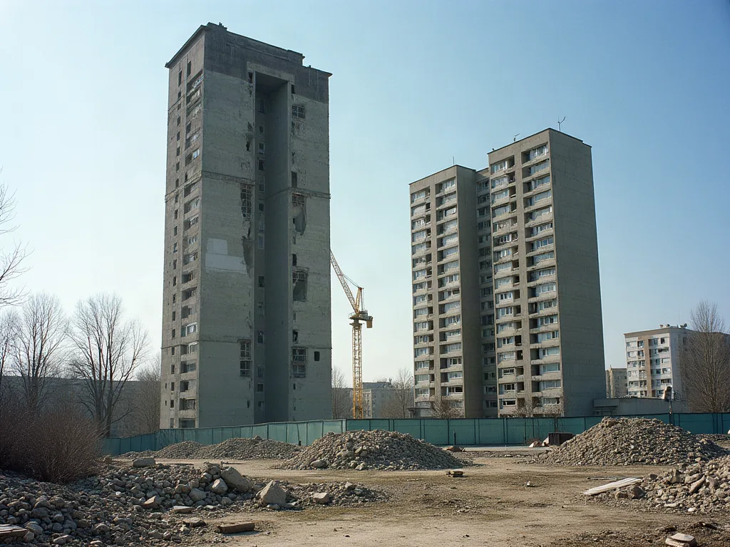 Les Minguettes sont-elles vraiment dangereuses ? La réponse sans filtre Tour en cours de démolition à côté d'un immeuble neuf dans un quartier en rénovation