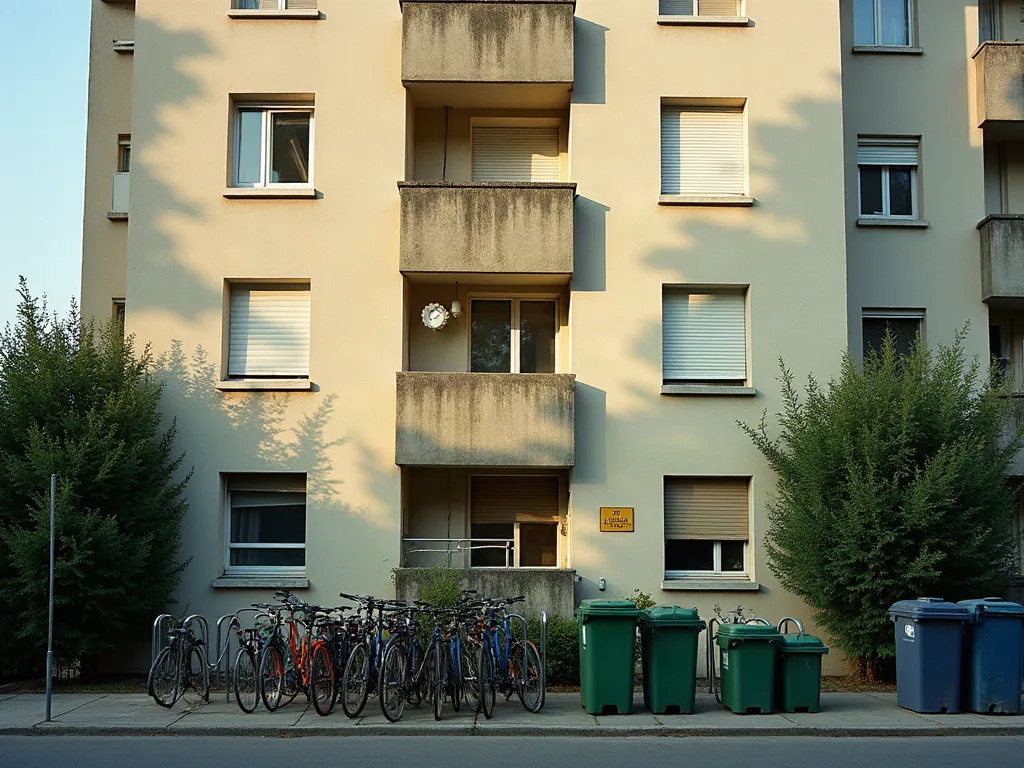Meaux : les quartiers à éviter et ceux qui rassurent en 2026 Immeuble d'habitat social avec balcons en béton dans un quartier périphérique le matin