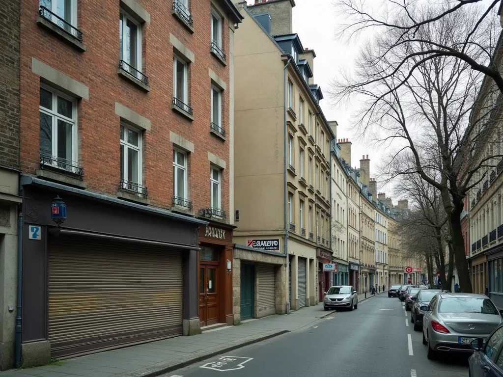 Rue résidentielle mêlant immeubles anciens et rénovés dans une ville de banlieue parisienne